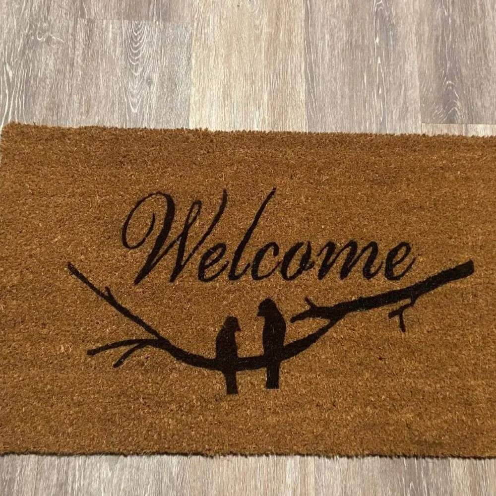 Love birds welcome decorative coir doormat